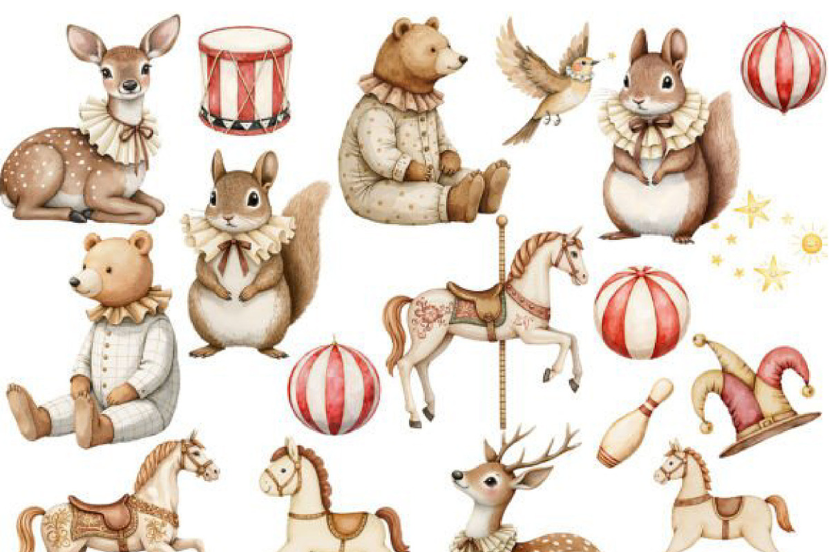 Watercolor Cute Circus Party, an Animal Illustration by JackArt (Photo 5 of 6)