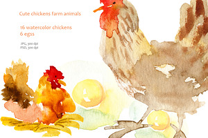 Watercolor Clipart Chicken.