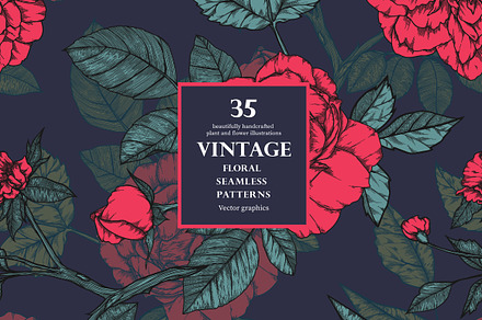 Vintage seamless patterns with roses
