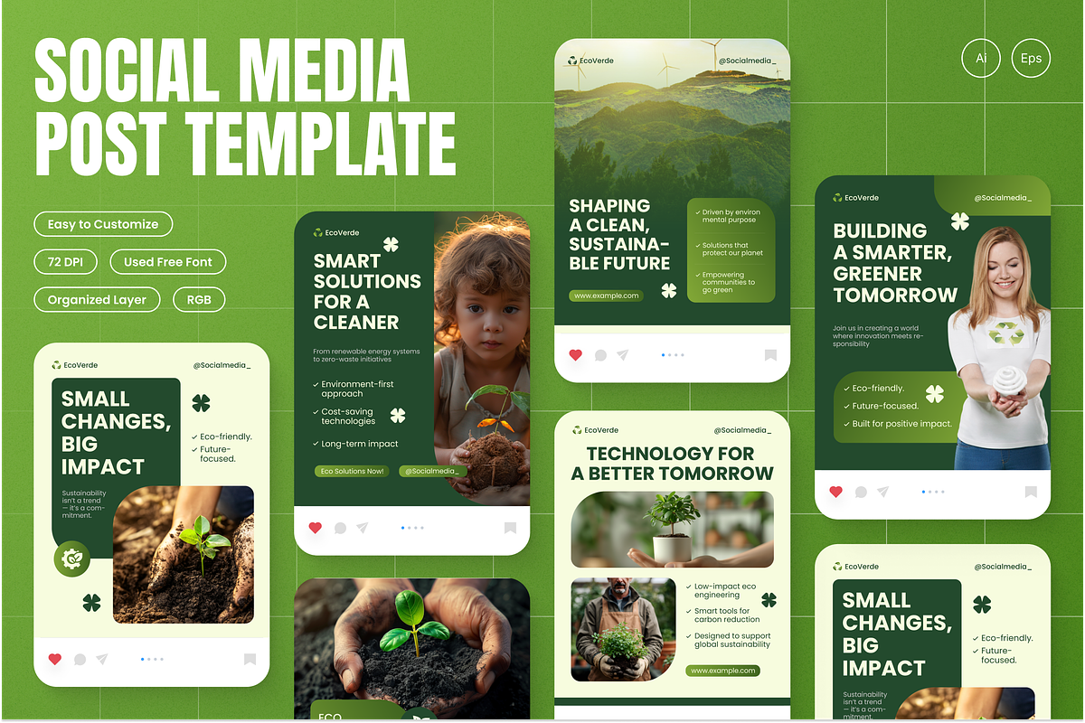 Eco Sustainability Social Media Post, a Social Media Template by Annora Studio (Photo 1 of 6)