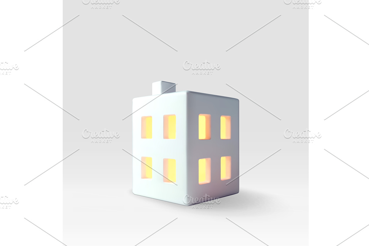 3d white house building isolated., an Object Illustration by Abscent