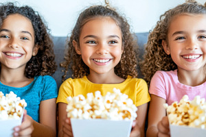 Three young girls of different races, a Photo by Dvoevnore photos