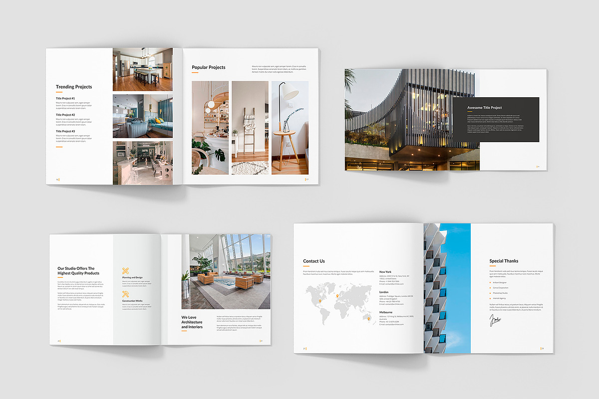Architeo Square Portfolio Canva, a Brochure Template by artbart (Photo 5 of 6)