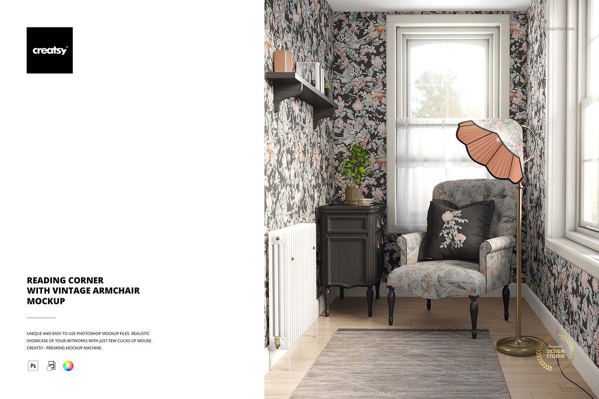 Reading Corner with Armchair Mockup, a Mockup by creatsy5 (Photo 1 of 6)