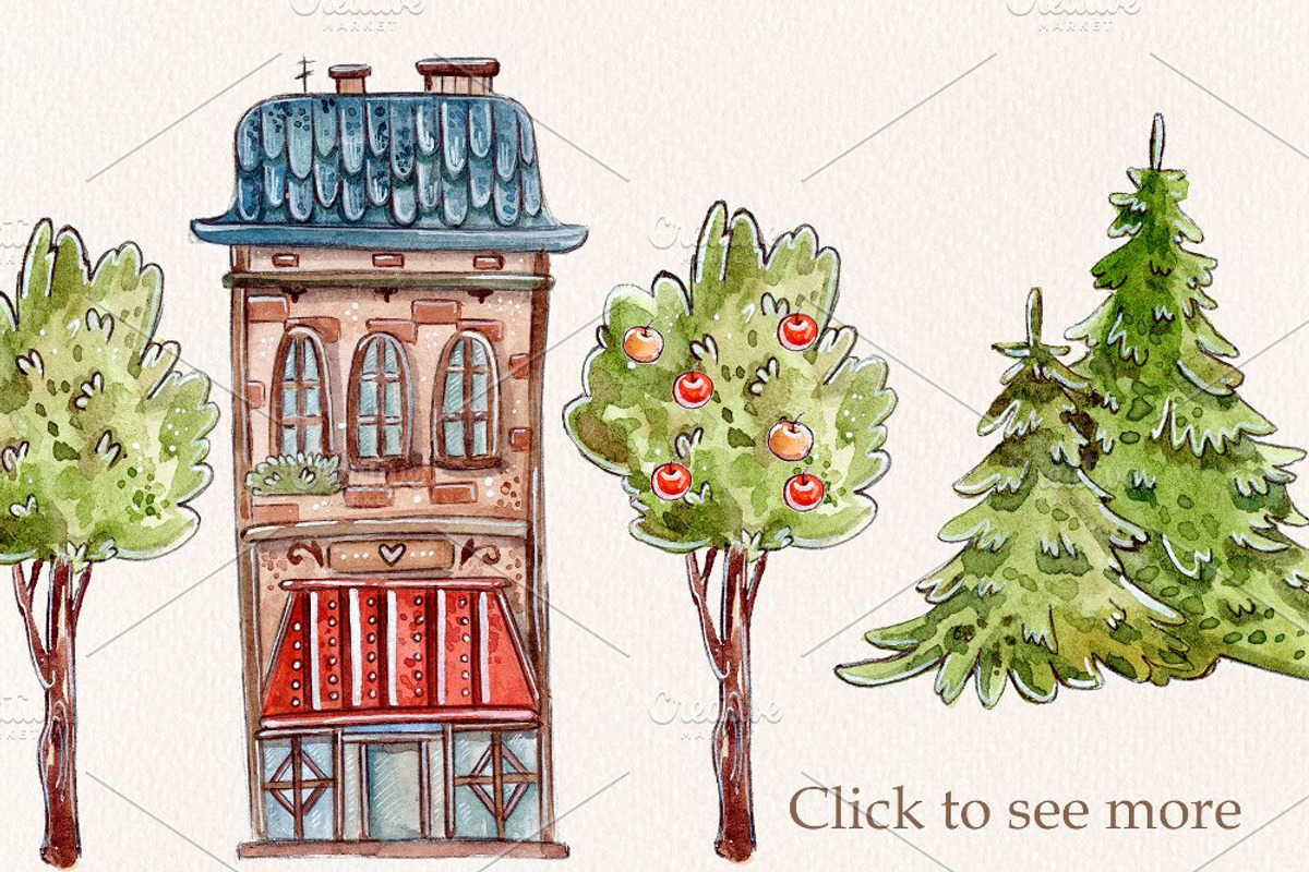 English Houses set +3 patterns, a Decorative Illustration by Kristina Crocus (Photo 2 of 5)