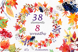 It's Autumn Watercolor Clipart