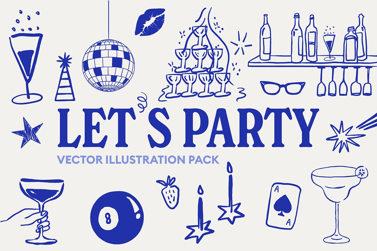 Let's Party Illustration Pack, a Food Illustration by Em&M Studio (Photo 1 of 6)