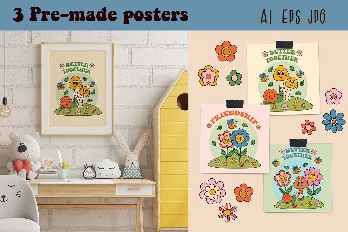 cute Mushrooms and flowers, a Seasonal Illustration by NataKa (Photo 4 of 10)