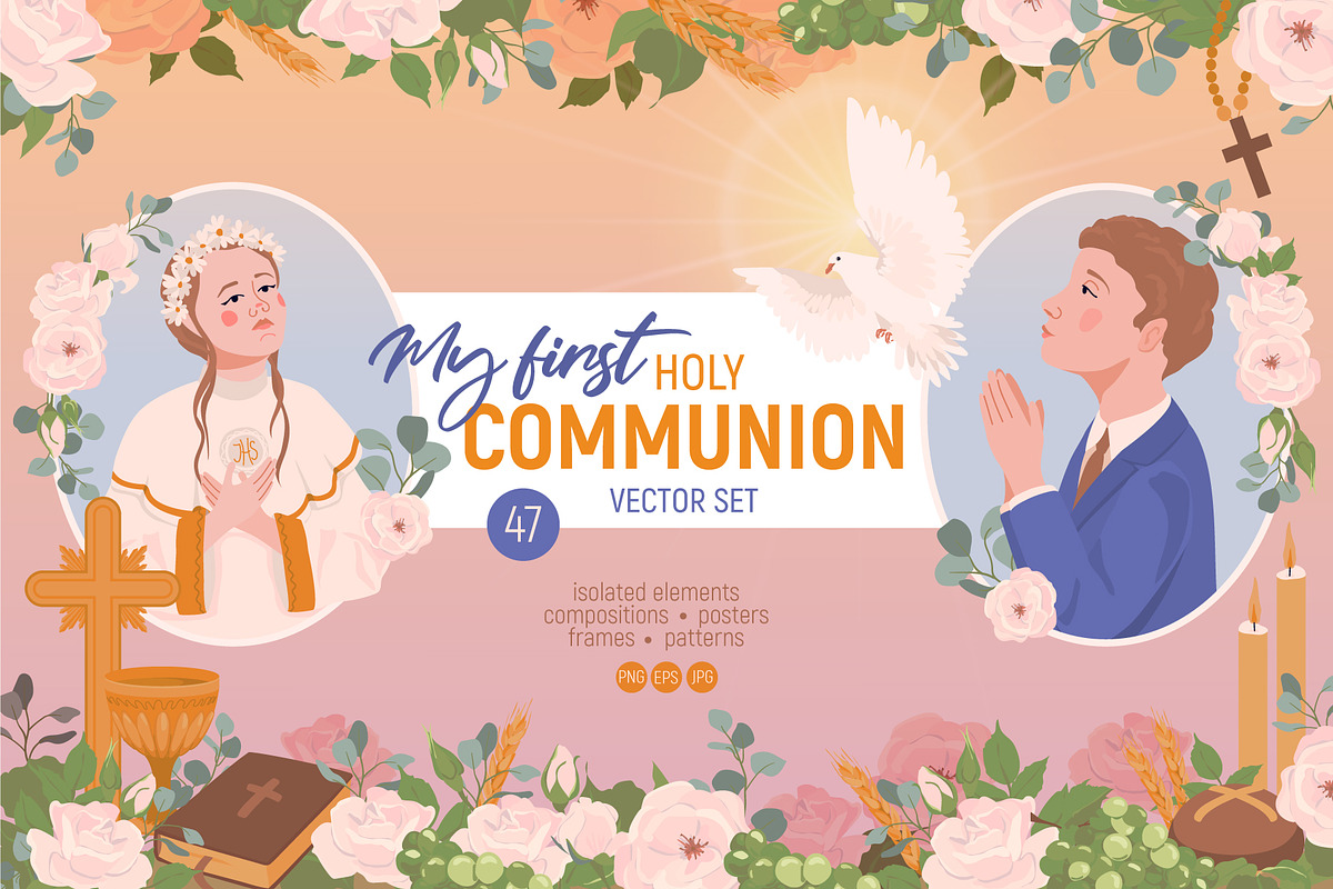 My First Communion. Vector Set, a Seasonal Illustration by Tata Pilip (Photo 1 of 10)