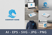 Stylish Blue Horse Head Logo Design, a Branding & Logo Template by Saba Vector (Thumbnail 3 of 3)