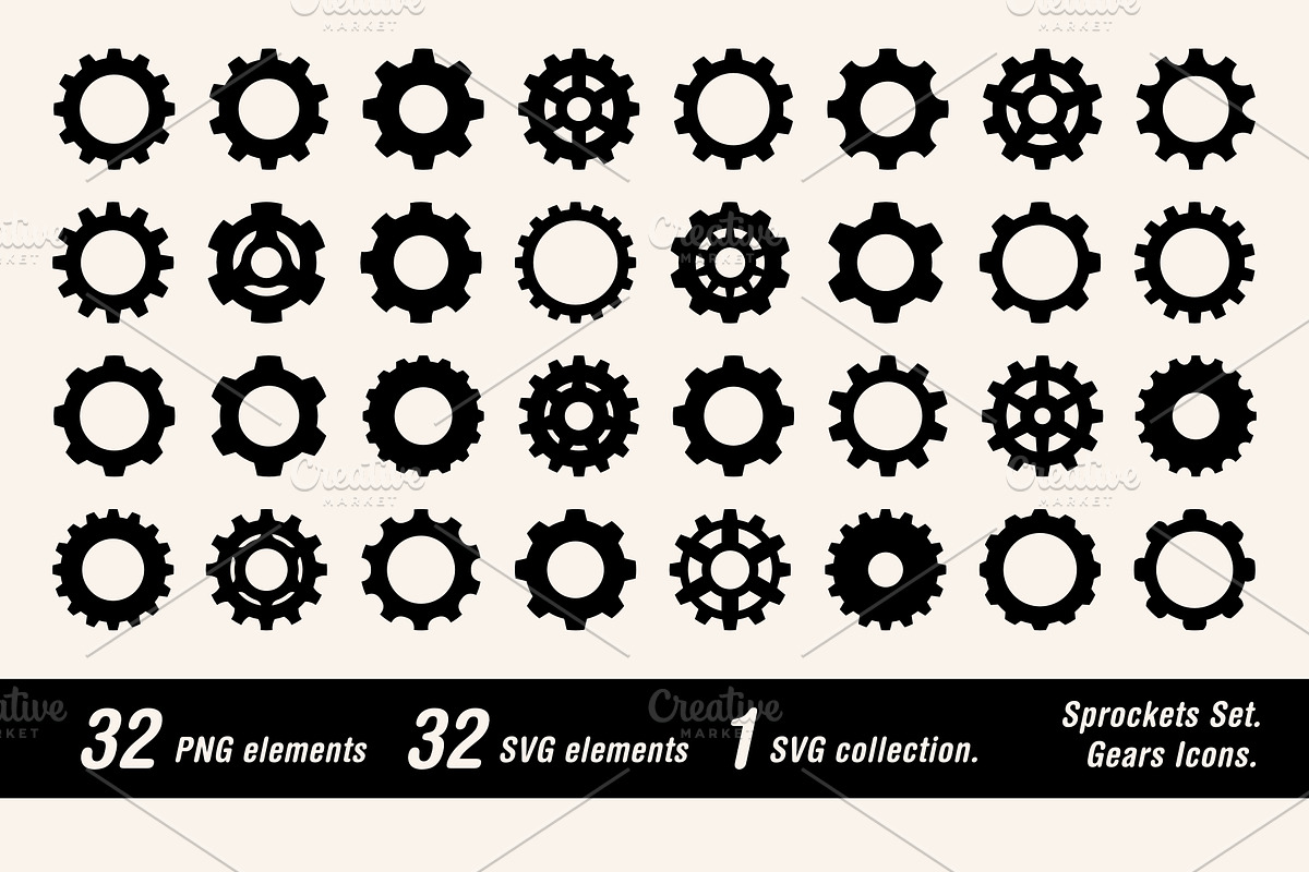 Sprockets or Gears Icon Set, an Object Graphic by ShalemDreams