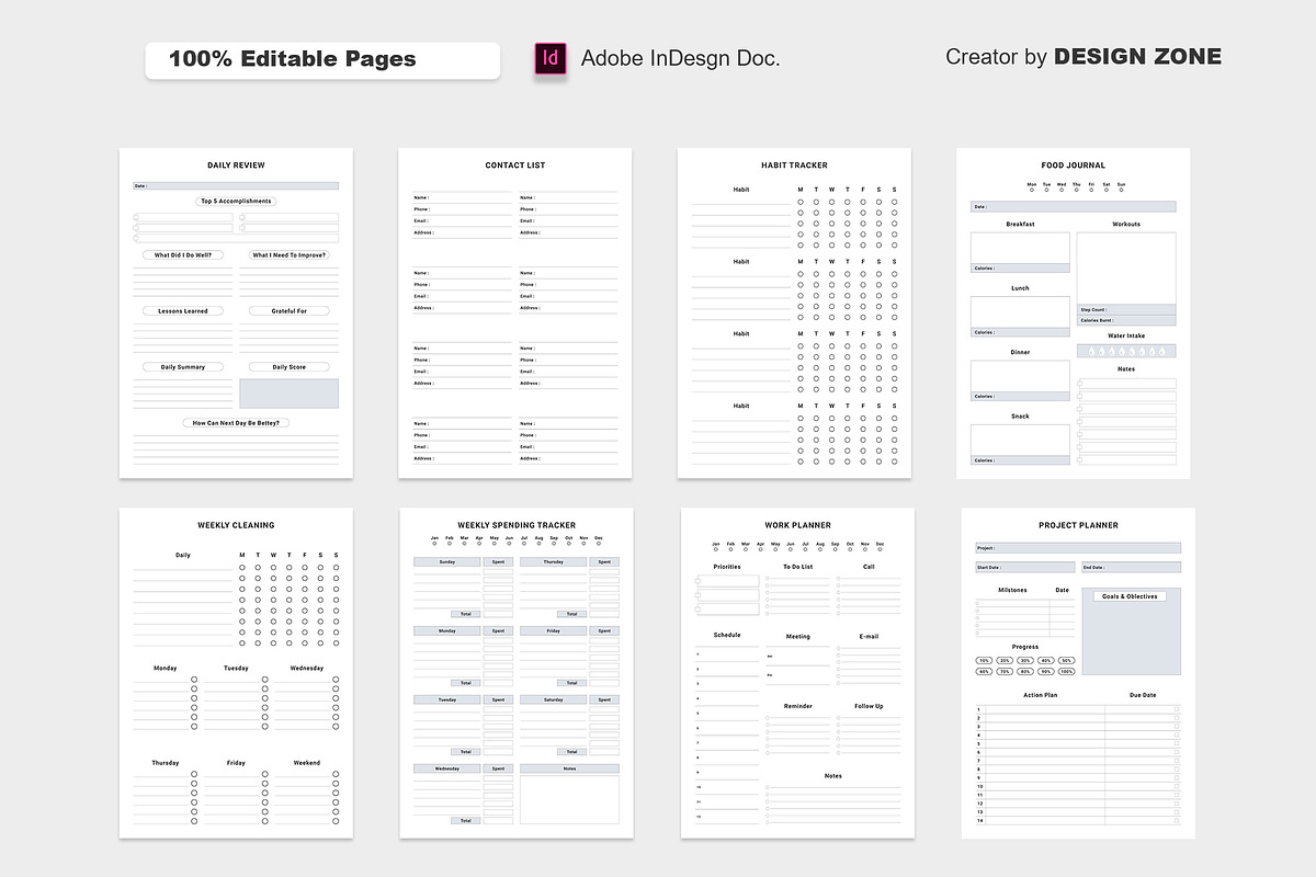 Ultimate Planner Bundle Pack Vol.56, a Stationery Template by Design Zone