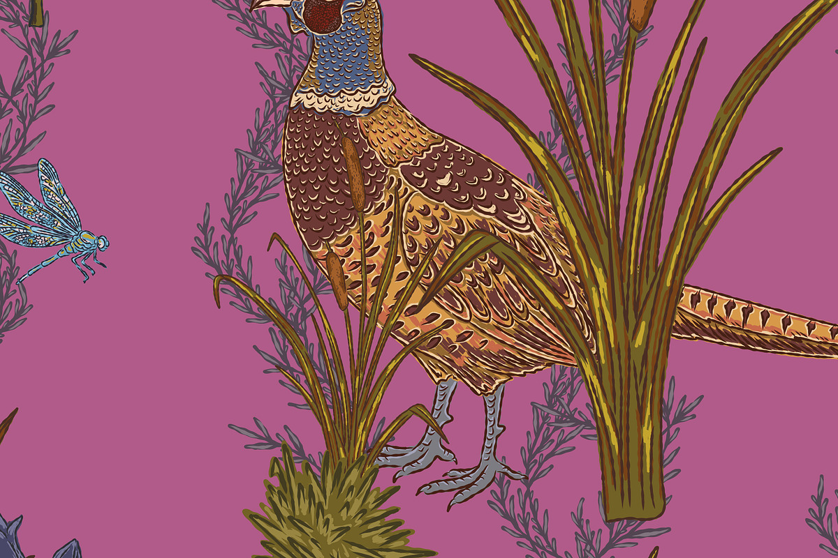 Wolf, Pheasant, Dragonfly, a Pattern Graphic by NayaChu (Photo 8 of 9)