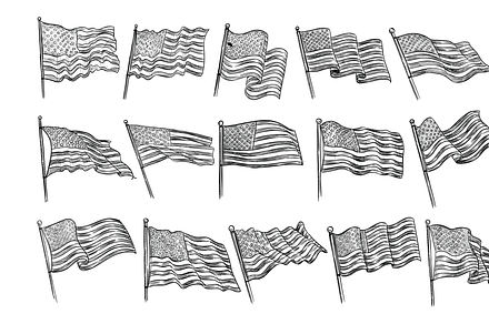American flag handdrawn collection, an Object Graphic by nikagraphic