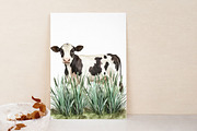 Watercolor Cow Clipart, an Illustration by Libby Wishes (Thumbnail 2 of 7)
