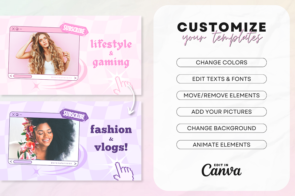 YouTube Brand Kit For Canva • Y2K, a Social Media Template by OniriqveDesigns (Photo 9 of 10)