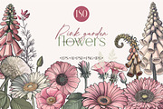 Pink garden flowers, a Decorative Illustration by Collection by VY (Thumbnail 1 of 10)