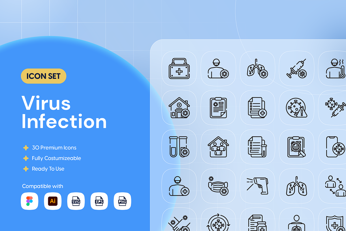 Virus Infection Icon Set, an Outline Icon by Nathaya Studio (Photo 1 of 2)