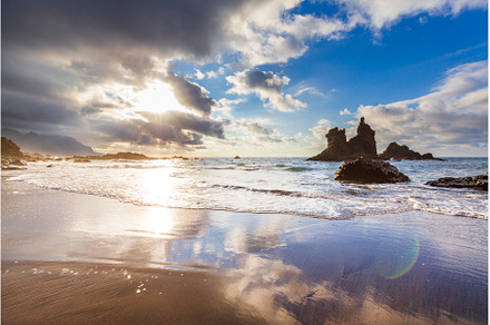Dramatic sunset view of Benijo beach, a Nature Photo by serkum