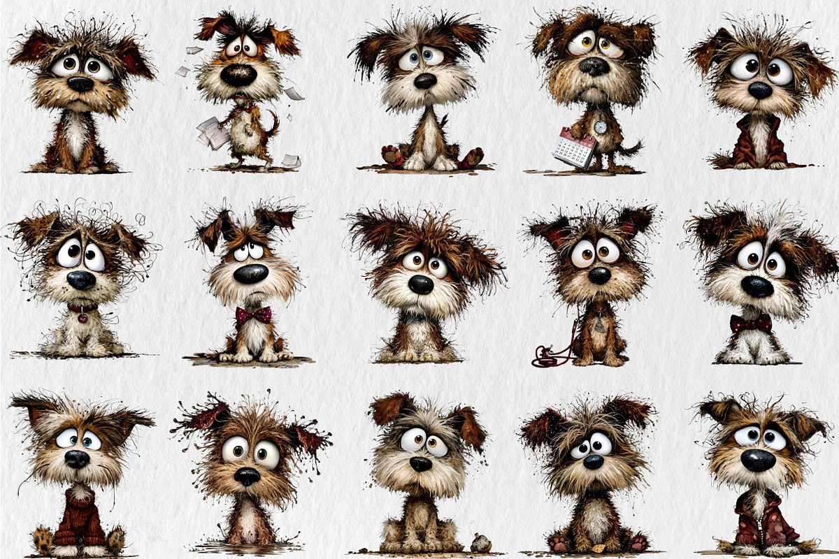 whimsical Frazzled Dog Clipart, an Animal Illustration by Rose Art (Photo 3 of 7)