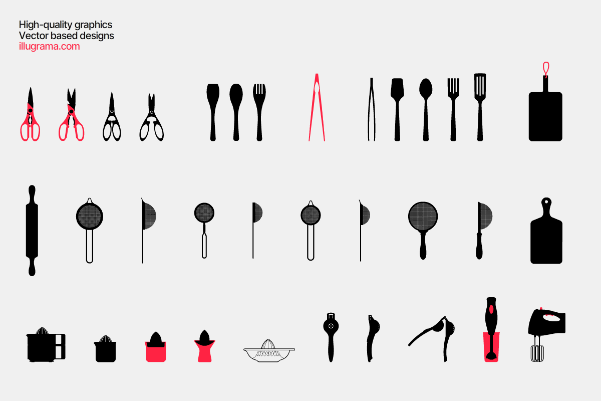 Kitchen Utensils - Modern Graphics, a Food Illustration by illugrama (Photo 8 of 16)