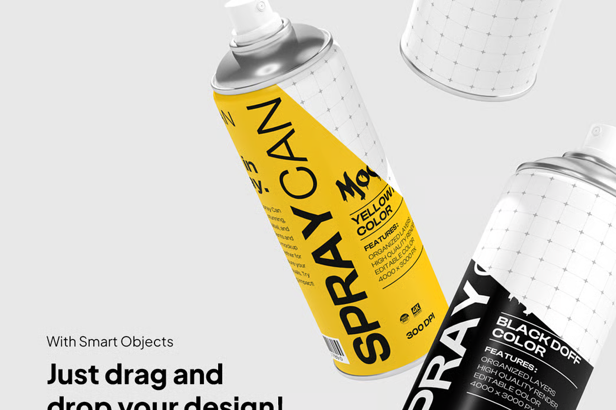 Spray Can Mockup 2 Scenes, a Household Mockup by graphicsauce (Photo 2 of 4)