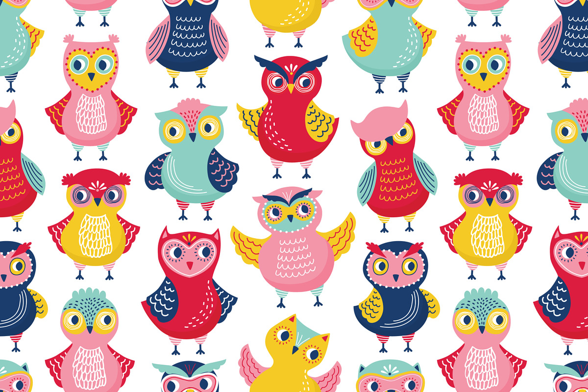 Cute owls seamless patterns, a Pattern Graphic by Good Studio (Photo 7 of 10)