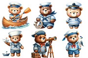 Bear Sailor Clipart, Nautical Clipar, an Illustration by Designworld (Thumbnail 3 of 7)