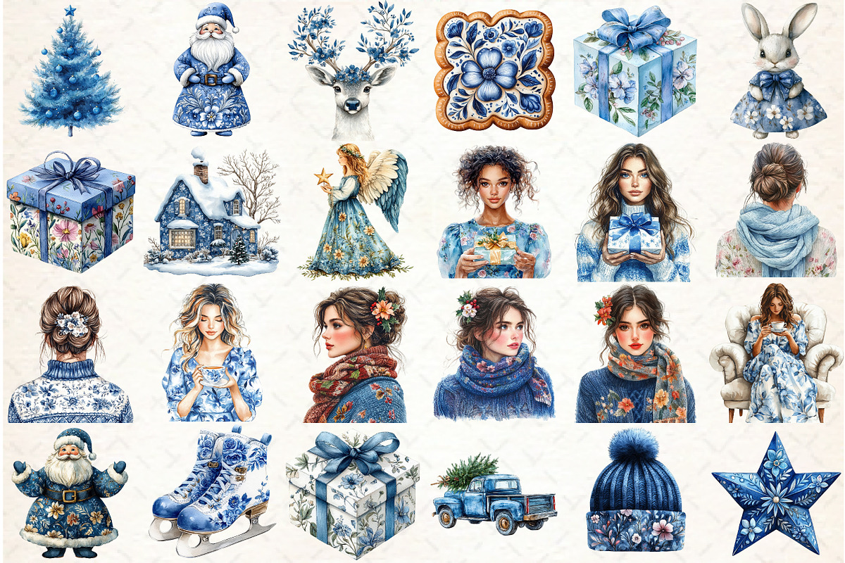 Chinoiserie Christmas Clipart, an Illustration by Libby Wishes (Photo 2 of 7)