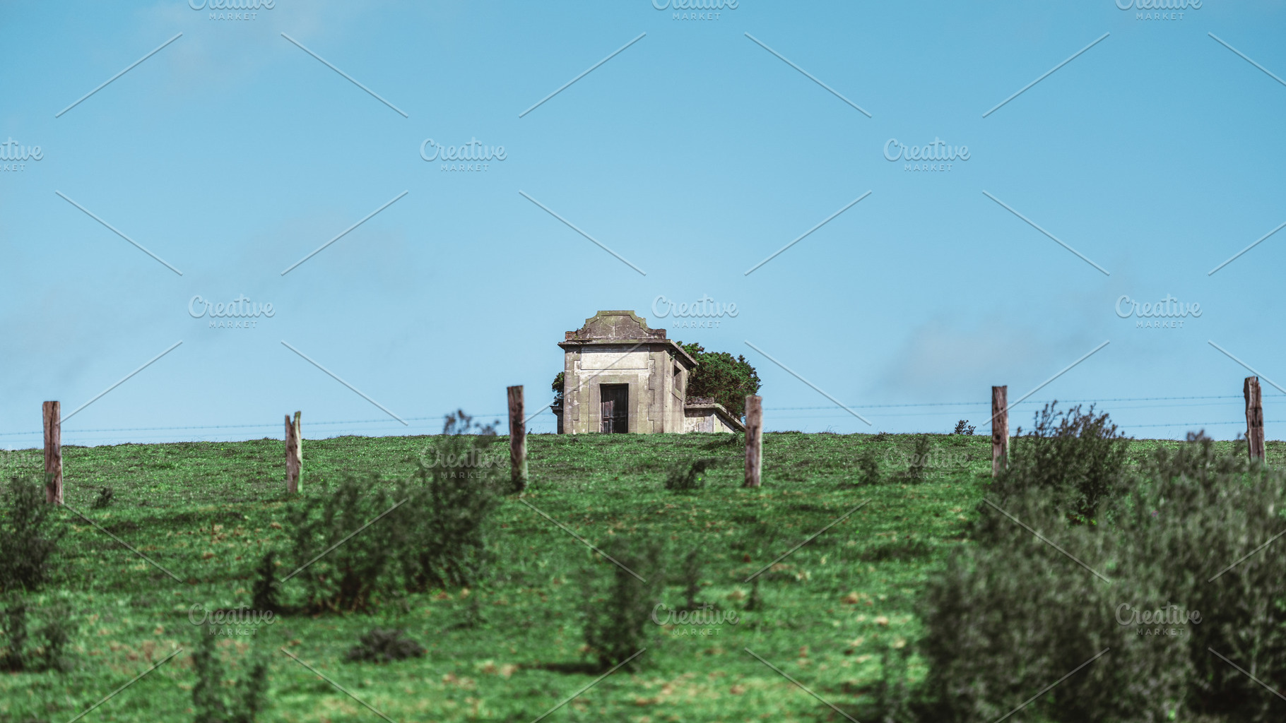 Lone stone hut on hill, an Architecture Photo by SkyNext