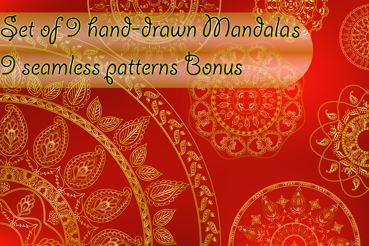 Set of 9 vector mandalas + bonus, a Background Graphic by artabramova (Photo 1 of 5)