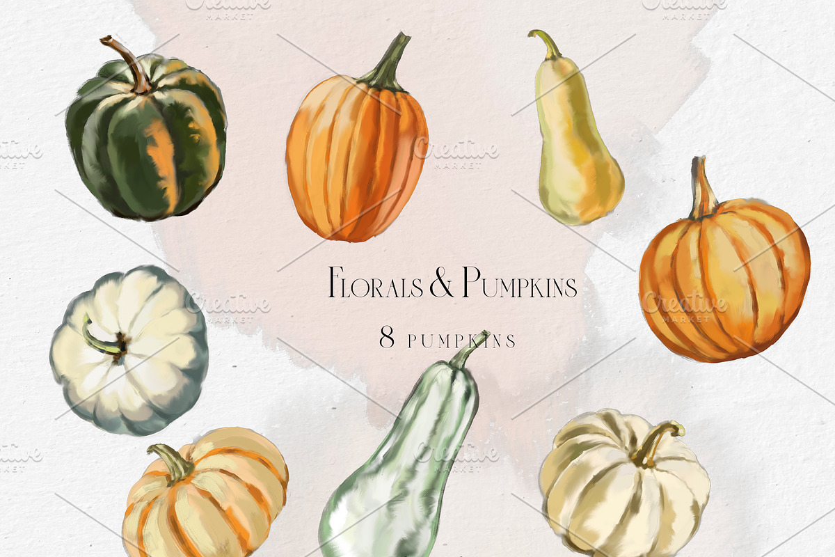 Florals & Pumpkins Fall Clip Art, a Decorative Illustration by whiteheartdesign (Photo 11 of 14)