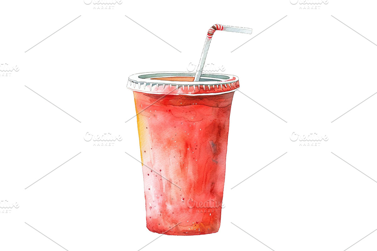 10 Fast Food Watercolor Illustration, a Food Illustration by 1801Prints (Photo 2 of 11)