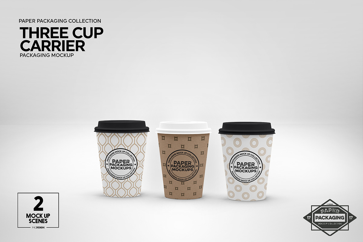 Three Cup Paper Carrier Mockup, a Cups & Container Mockup by INCDesign (Photo 7 of 12)