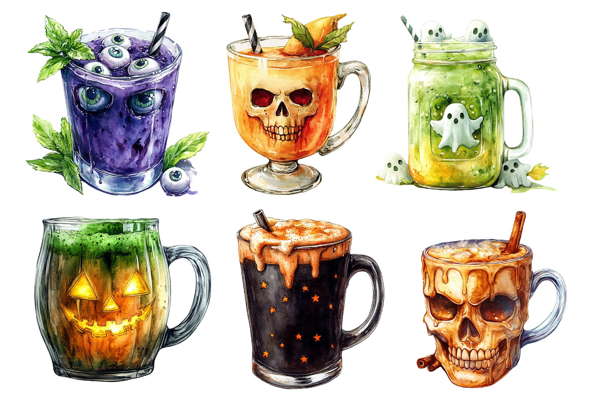 Halloween Drinks Clipart, an Illustration by SinaCreation (Photo 3 of 5)
