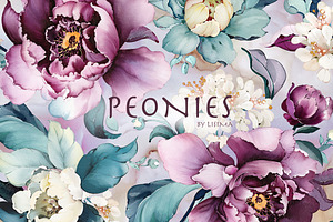 PEONIES Seamless Pattern