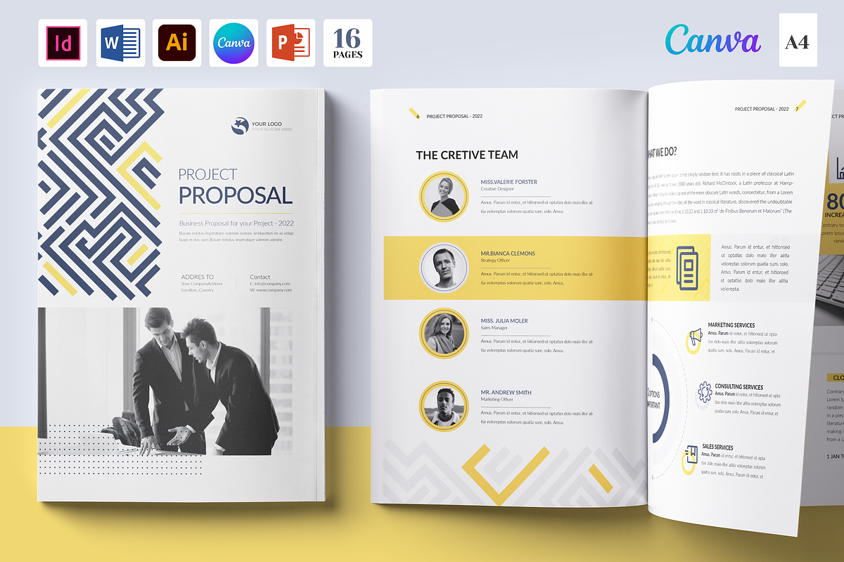 Project Proposal Canva | Docx | Ai, a Brochure Template by Template Zone (Photo 1 of 11)