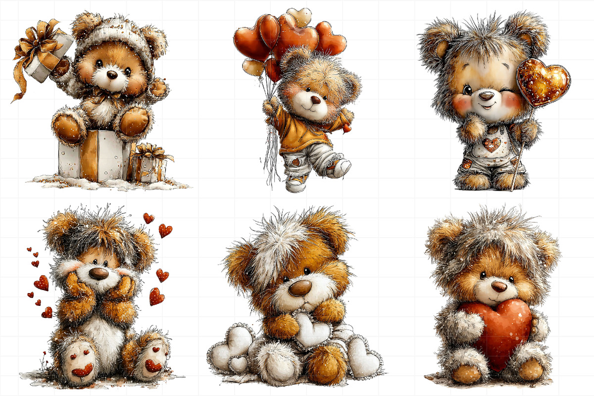 Valentine Teddy Bear Clipart, an Illustration by Daily.Designs (Photo 7 of 8)