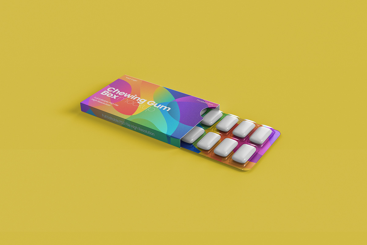 Chewing Gum Box Mockup, a Packaging Mockup by Graphicboom (Photo 3 of 5)