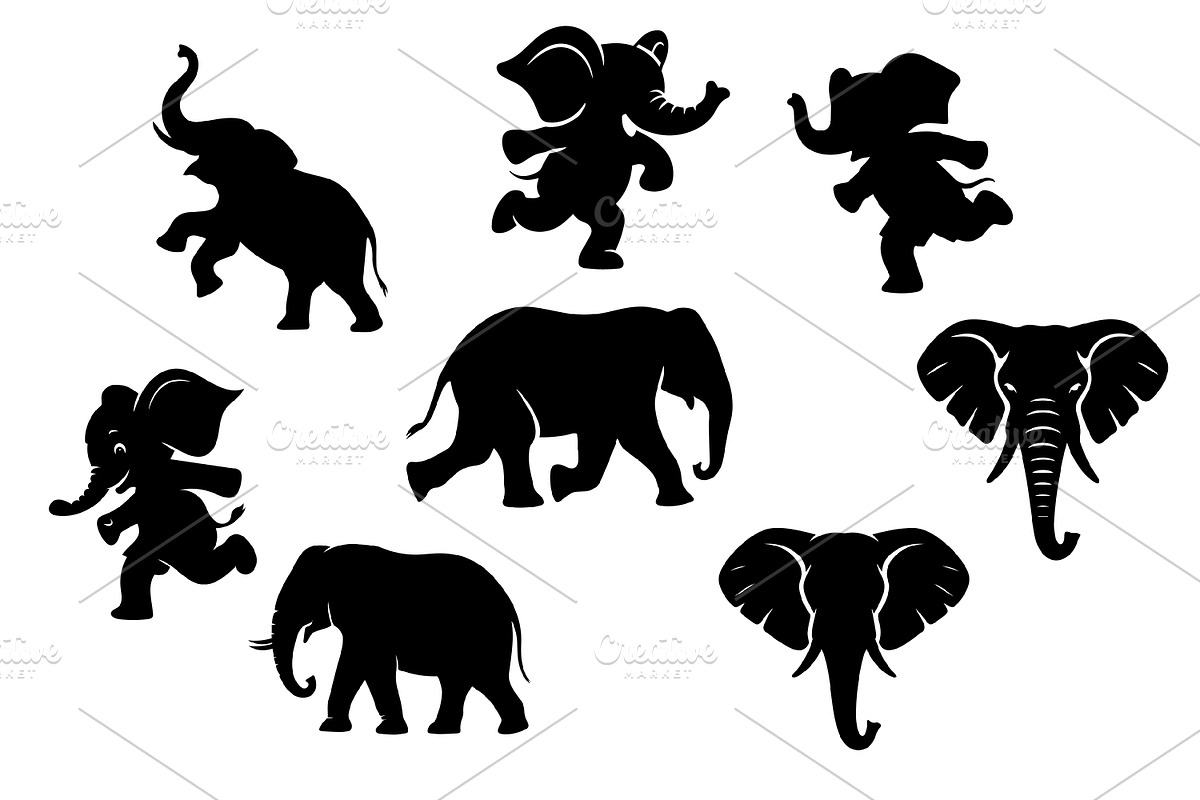 Elephant Silhouette Clipart Bundle, an Illustration by HillTract