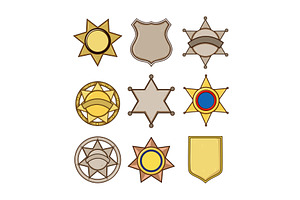 sheriff badge set cartoon vector, an Object Illustration by pikepicture