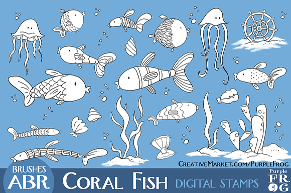 Coral Fish Stamps Brushes