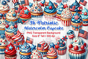35 Patriotic Watercolor Cupcake Set, an Object Graphic by V Design Creator (Thumbnail 1 of 10)