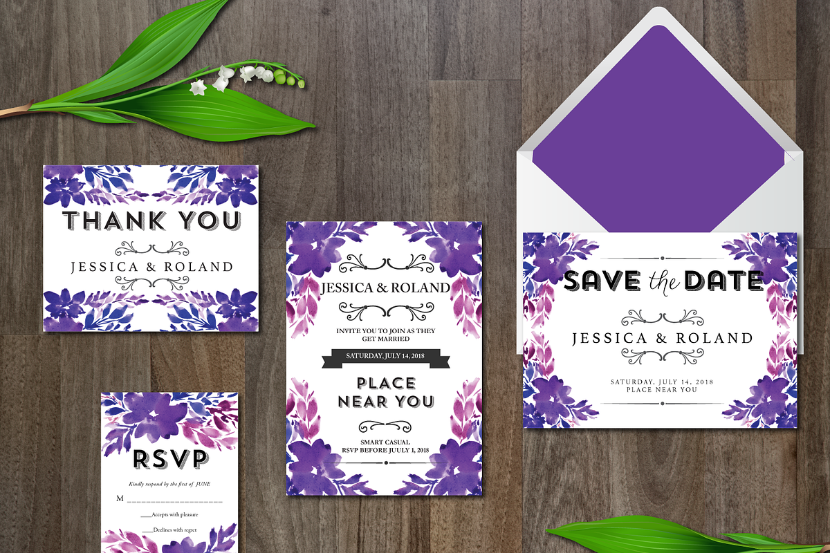 Watercolor Flower Wedding Suite, a Templates & Theme by aticnomar (Photo 1 of 5)
