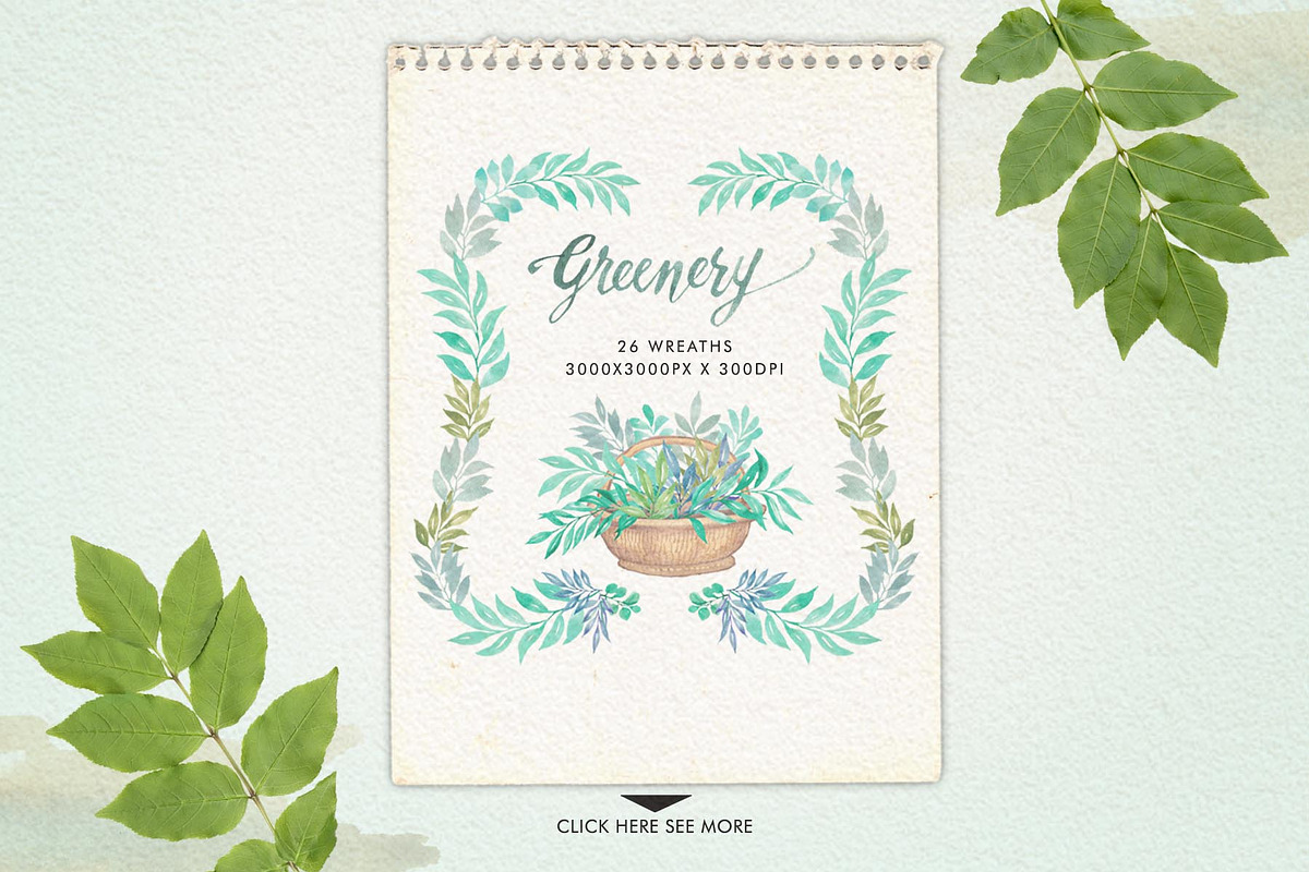 Watercolor Greenery, a Texture Illustration by Graphobia (Photo 5 of 9)
