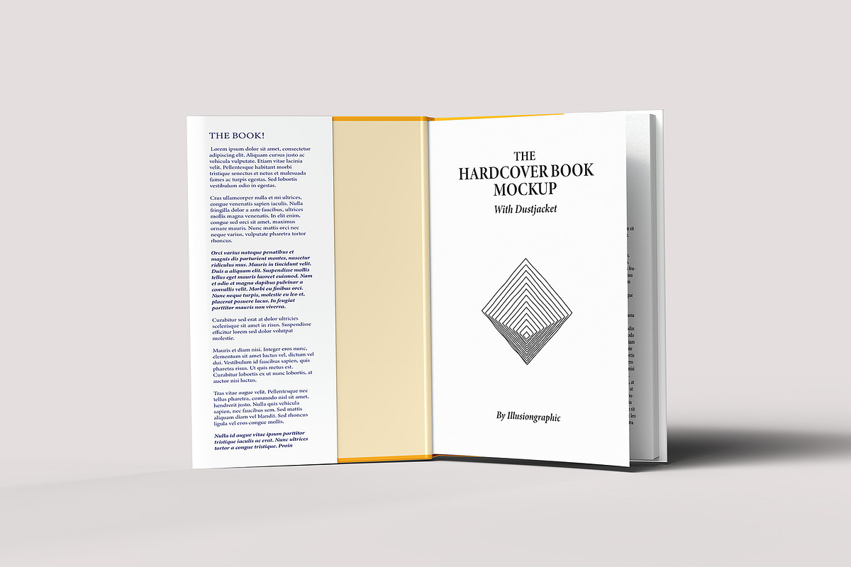 Hardcover Book w/ Dustjacket Mockup, a Books & Magazine Mockup by Illusiongraphic (Photo 8 of 20)