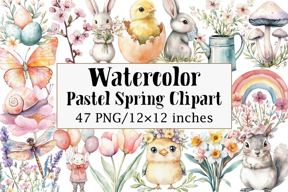 Pastel Spring Clipart, an Illustration by Design Market (Photo 1 of 5)