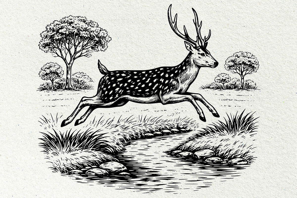 Axis Deer Wildlife Graphics, an Animal Illustration by DENIDigitalArtSudio (Photo 3 of 8)