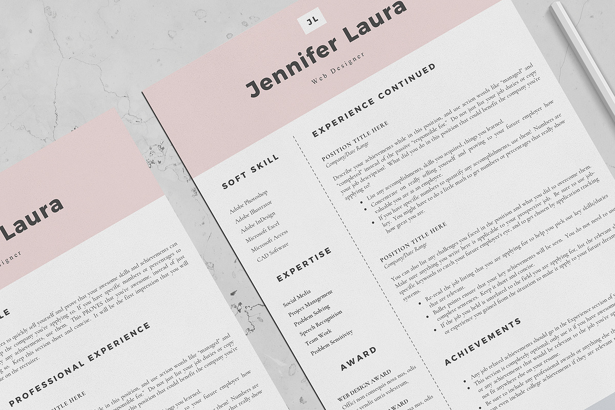 Resume Template 4 Page - Pink, a Resume Template by Aprilea (Photo 4 of 6)