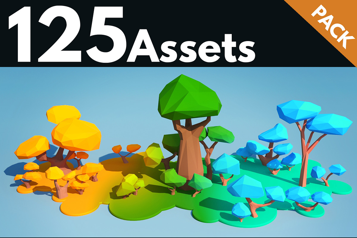 Trees and Bushes Pack - 02, an Environmental 3D Model by Saintpix (Photo 1 of 26)
